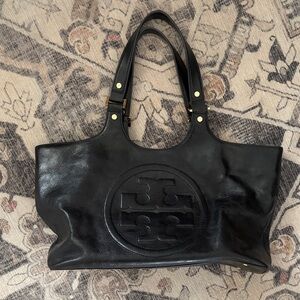 Tory Burch Black Leather Tote Bag